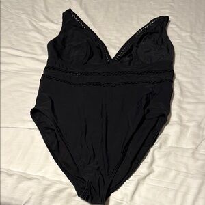 Swimsuits For All Black One-Piece with Lace Detail